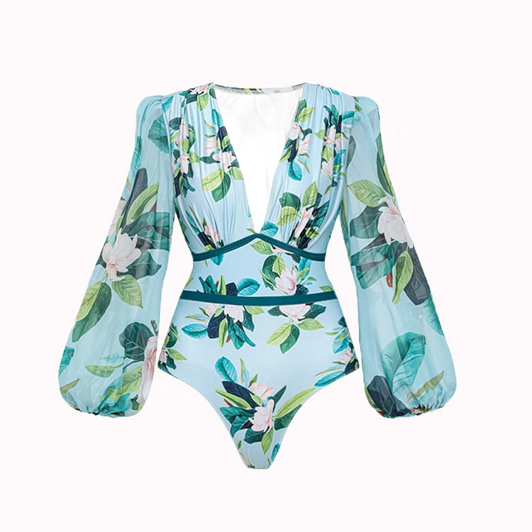 Blue Paradise Floral Monokini and Ruffle Skirt Set - Image 10
