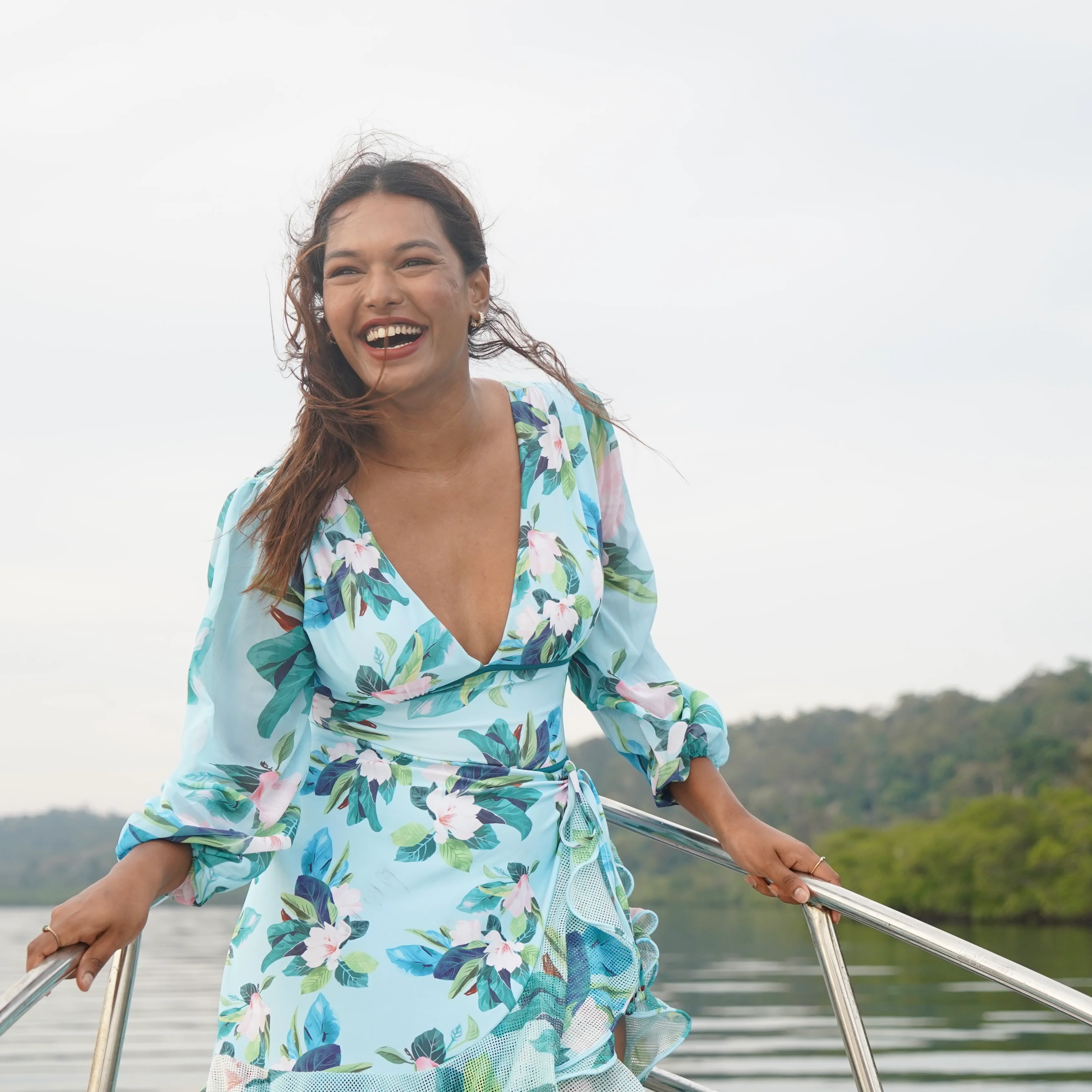 Blue Paradise Floral Monokini and Ruffle Skirt Set - Image 5