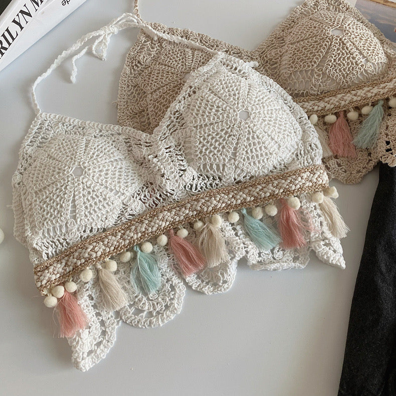 Boho Tassel Crochet Knit Bralette - Image 5