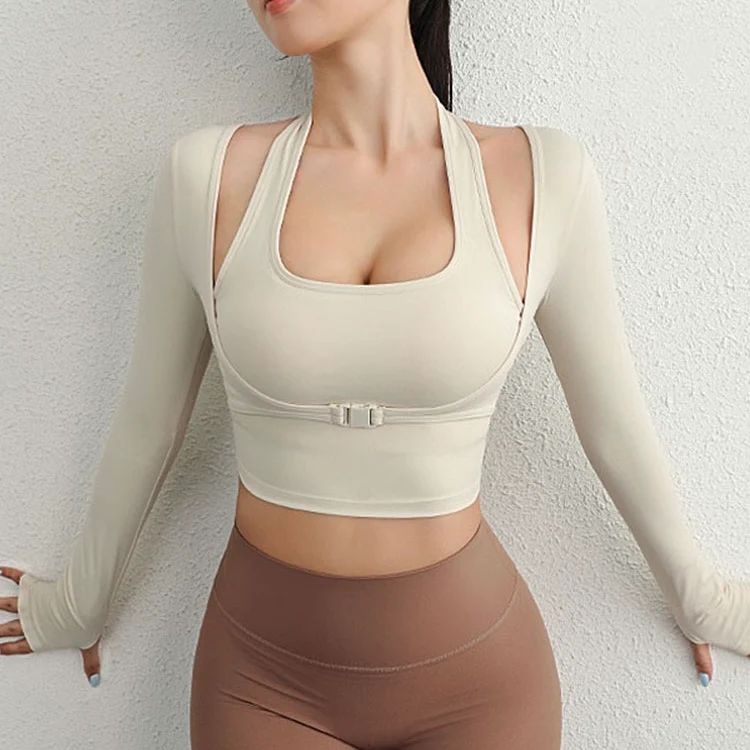 Chloe Cutout Built-In Bra Top with Thumb Hole - Image 6