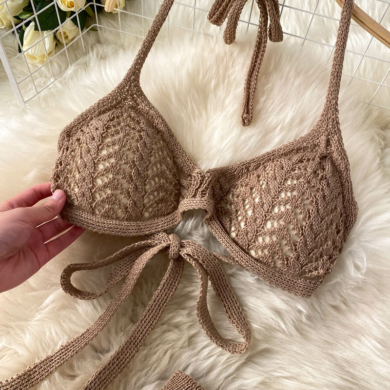 Crochet halter neck top with knitted pants set - Image 13