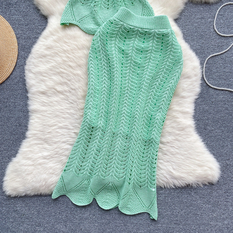 Crochet Knit Top And Skirt Set - Image 5