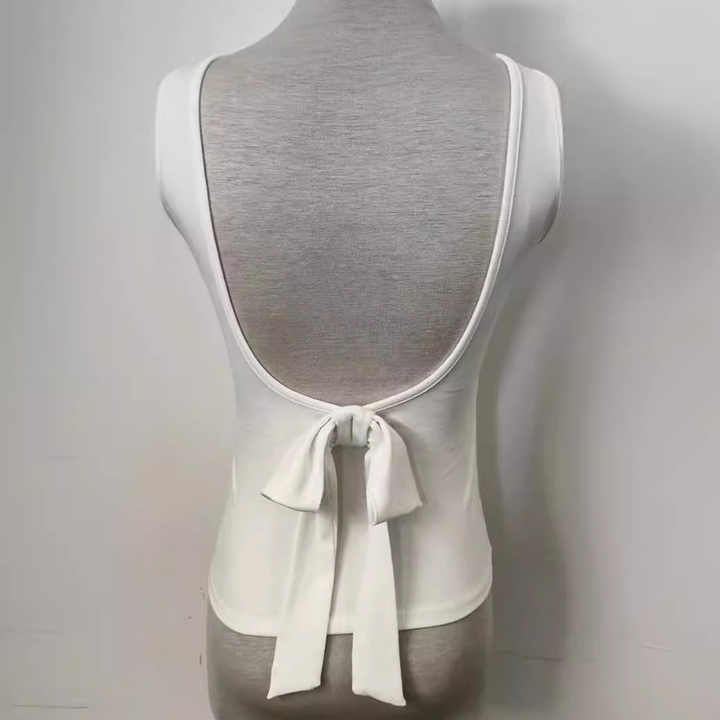 Cute Built-In Bra Bow Top - Image 3