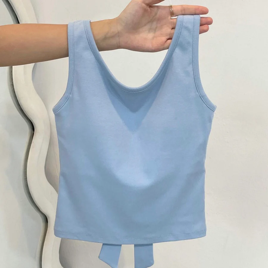 Cute Built-In Bra Bow Top - Image 4