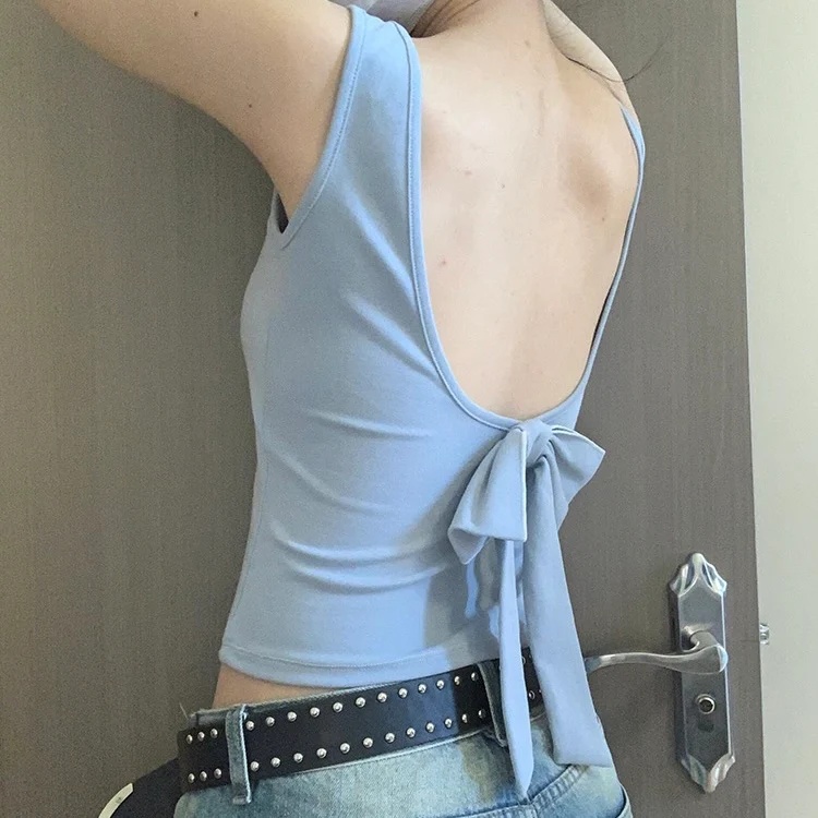 Cute Built-In Bra Bow Top - Image 8