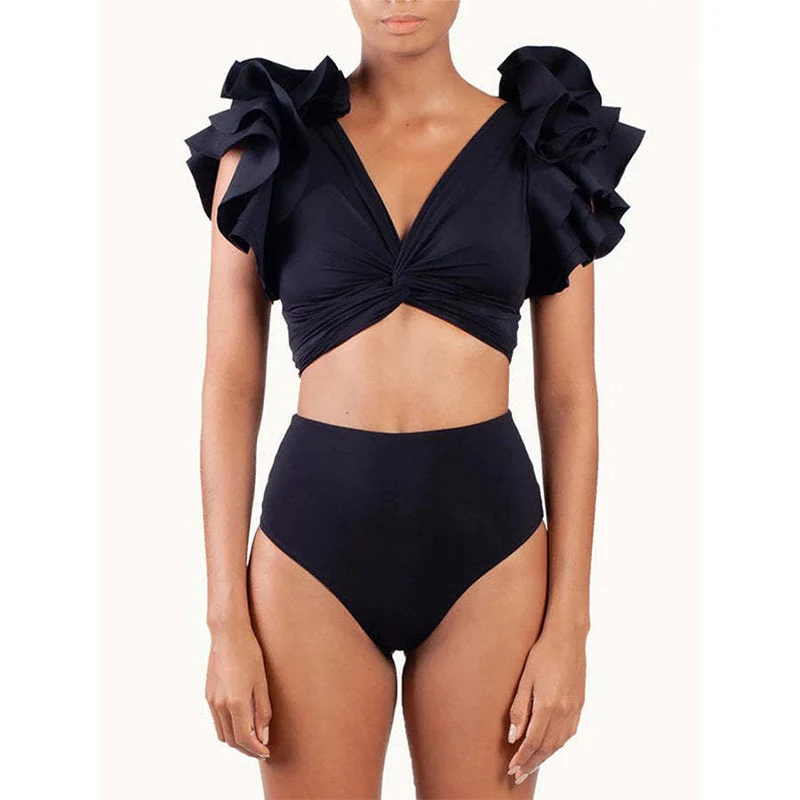 Flax Ruffle Bikini with Sarong Set - Image 4