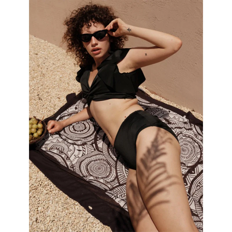 Flax Ruffle Bikini with Sarong Set - Image 7