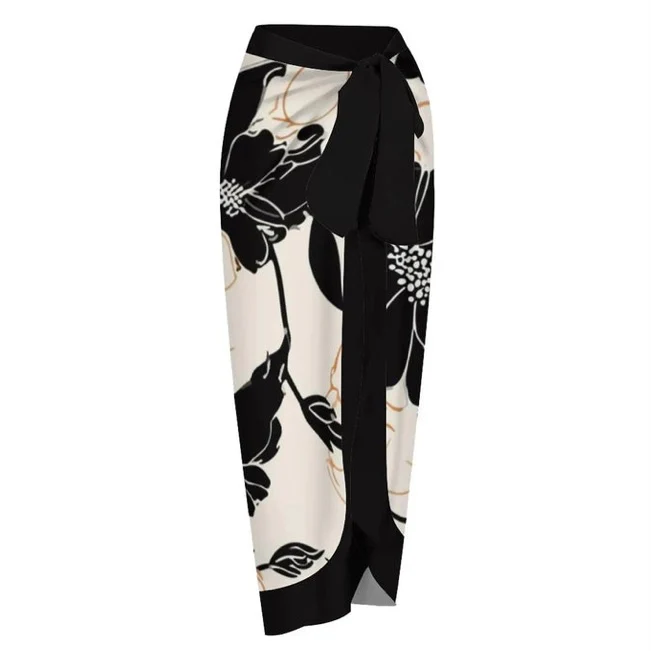 Floral Knot Shoulder Bikini And Sarong Set - Image 3