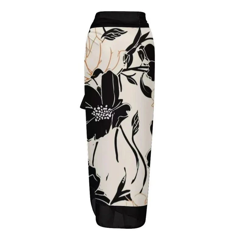 Floral Knot Shoulder Bikini And Sarong Set - Image 4