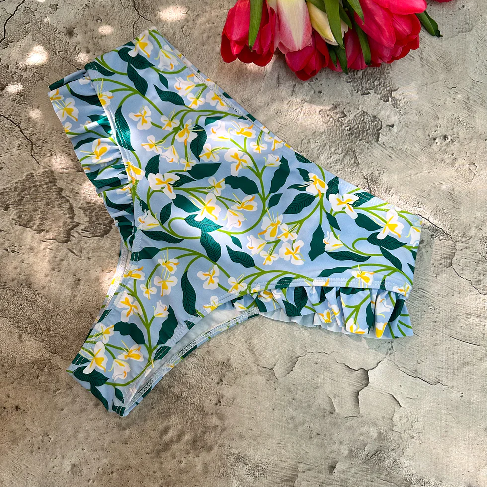 Floral Three Piece Bikini Set - Image 6