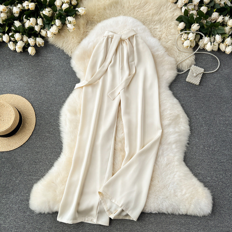 Frenchy Belted Wide Leg Satin Pants - Image 6