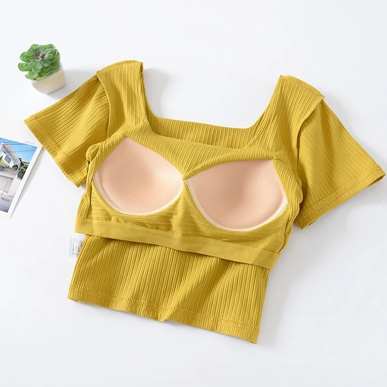 Hauli Square Neck Built-In Bra Crop Top - Image 6