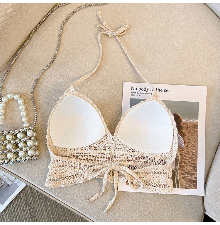 Heart Crochet Knit Top With Bralette 🫰 - Image 6