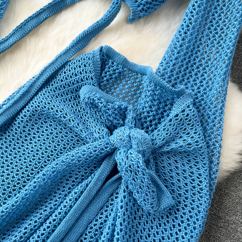 Hollow Cutout Crochet Top and Skirt Set - Image 12