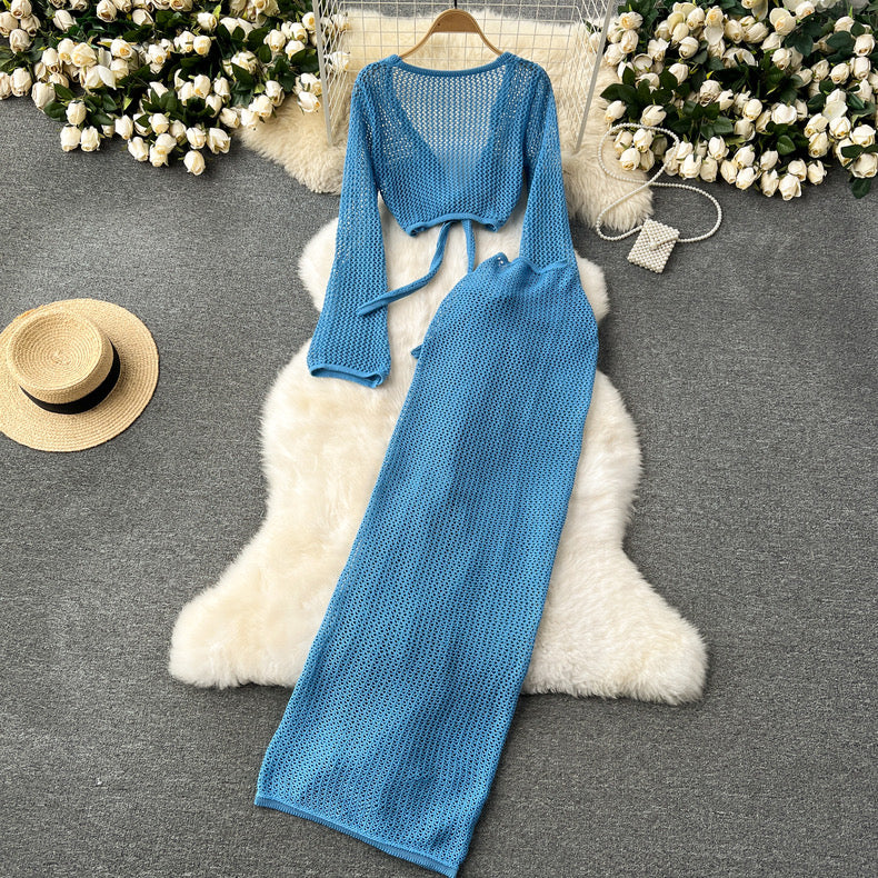 Hollow Cutout Crochet Top and Skirt Set - Image 5