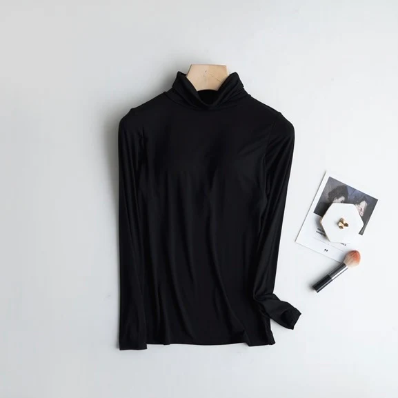 Raya Solid High Neck Built-In Bra T-shirt - Image 4