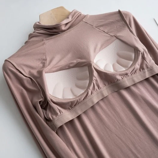 Raya Solid High Neck Built-In Bra T-shirt - Image 7