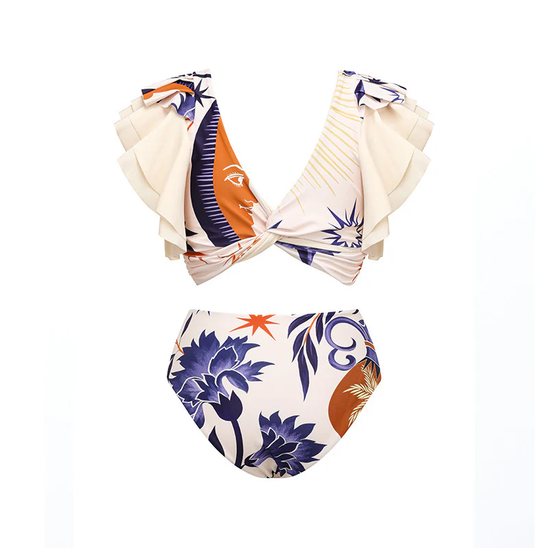 Sun & Stars Ruffle Bikini with Sarong Set - Image 3