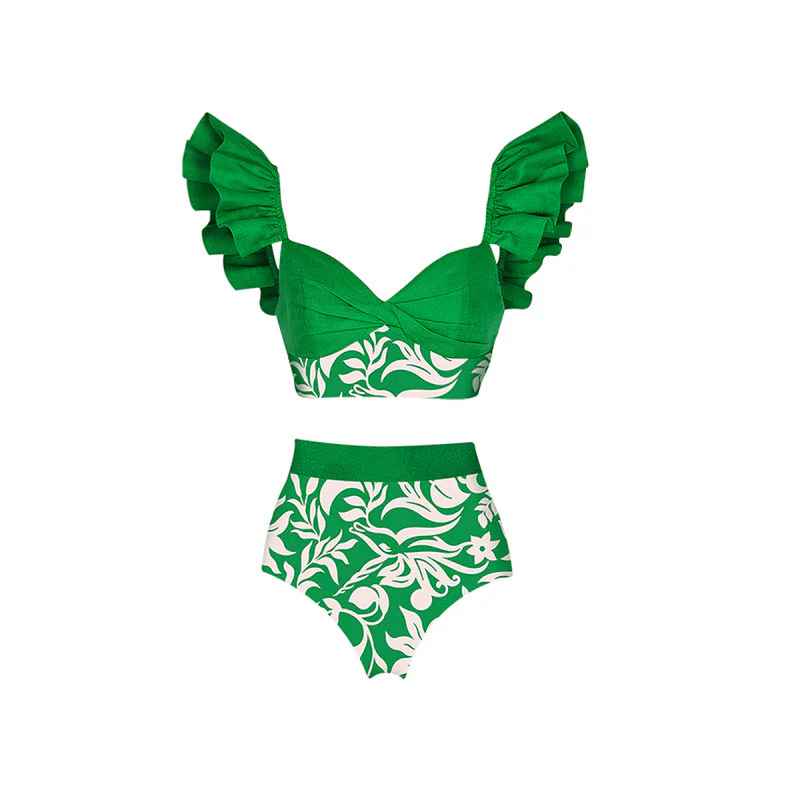Sunfene Green Swimsuit with Sarong - Image 4