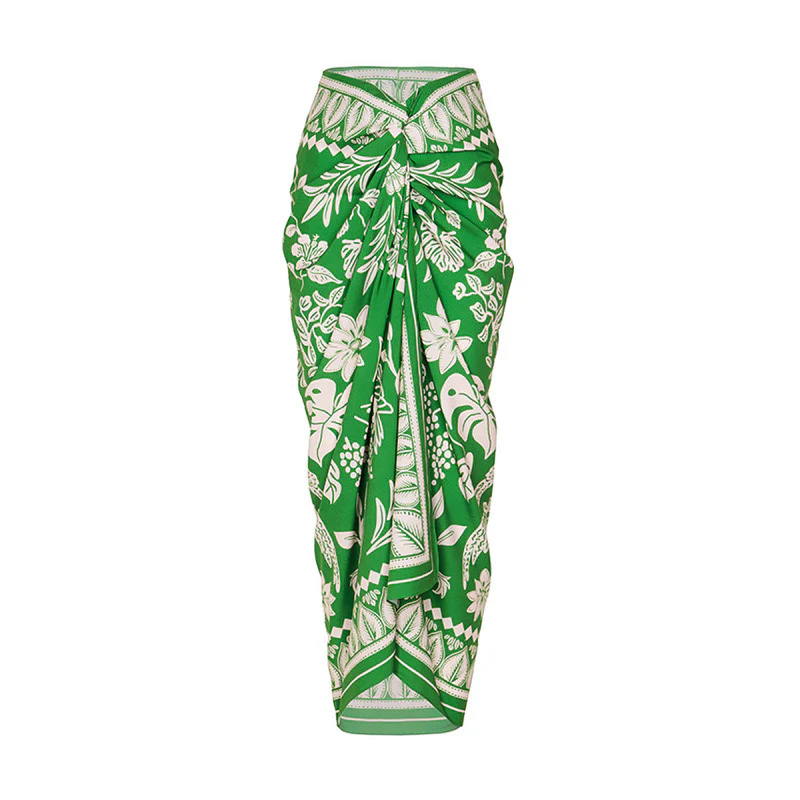 Sunfene Green Swimsuit with Sarong - Image 5