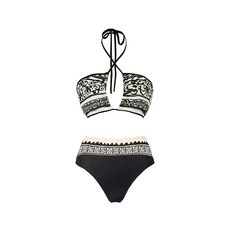 Tribal Halter Bikini Set with Printed Cover-Up - Image 4
