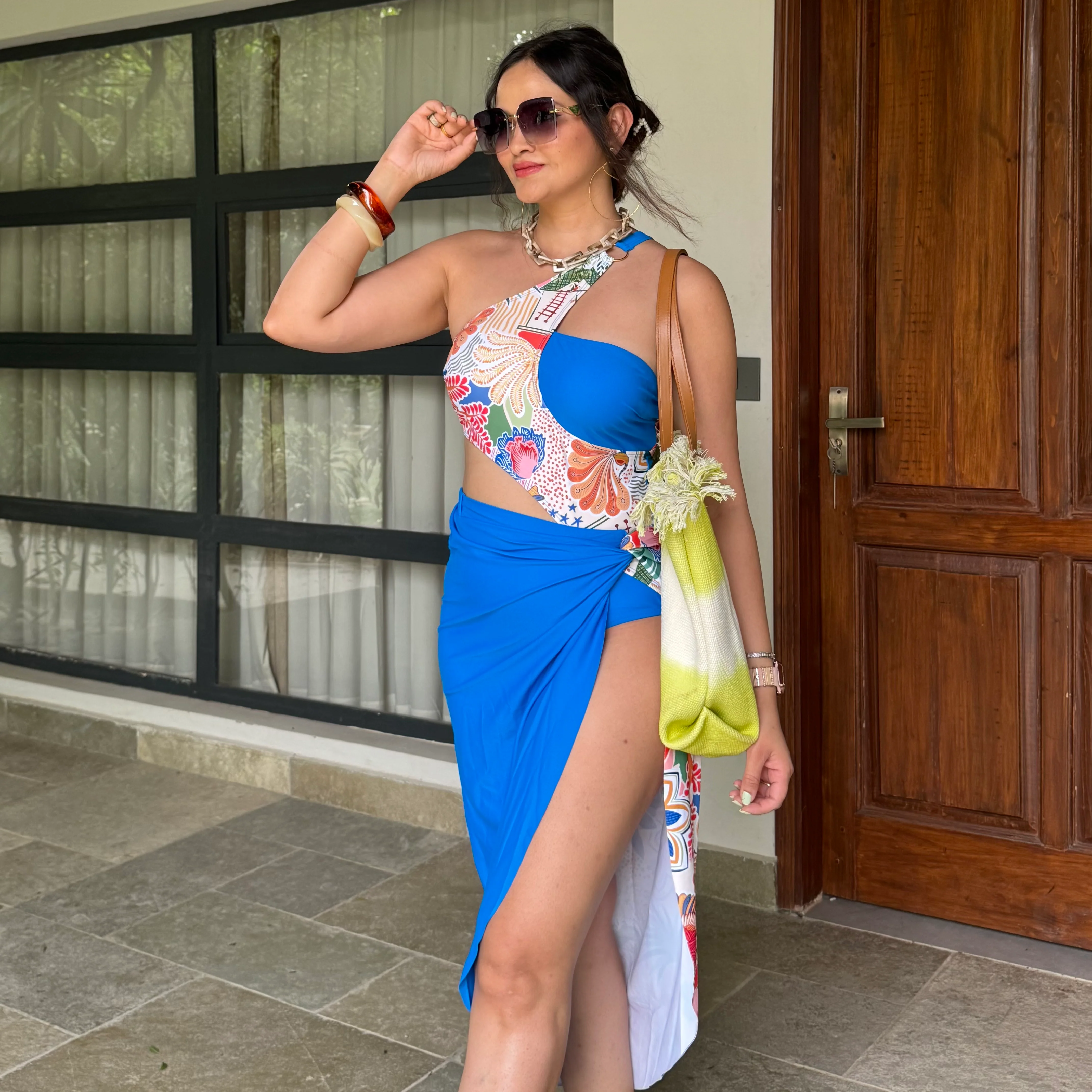 Vanesa One Shoulder Monokini With Knot Skirt - Image 3